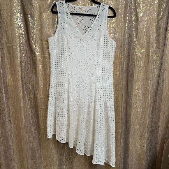 Sundance White Eyelet Jasper Springs Asymmetrical Midi Dress 12 - Picture 1 of 8